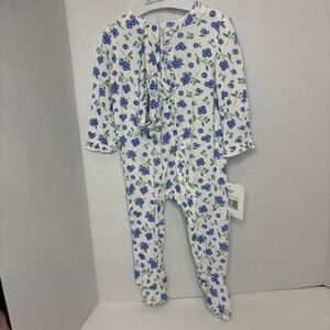 Little Me Baby Girl 6 Month Floral Toile Stretch Viscose Footed Pajama Blueberry